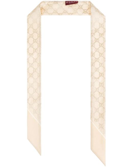 Gucci White Gg Silk Neck Bow