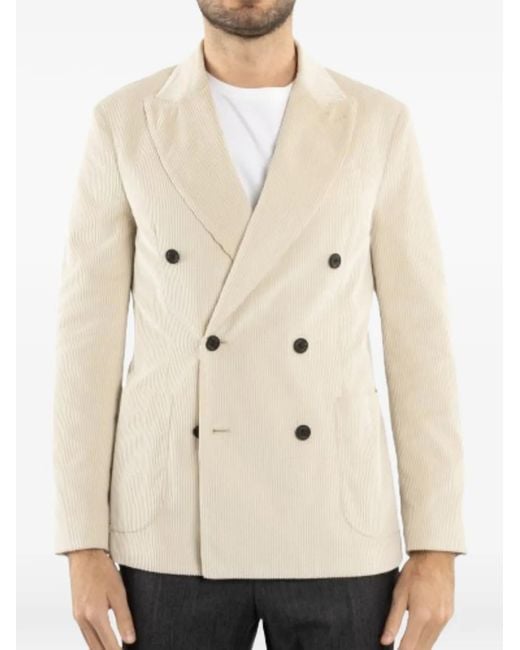 Drumohr Natural Double-Breasted Corduroy Jacket for men