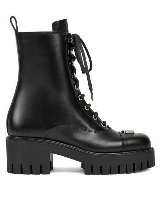 Gucci Black 60Mm Lace-Up Boots
