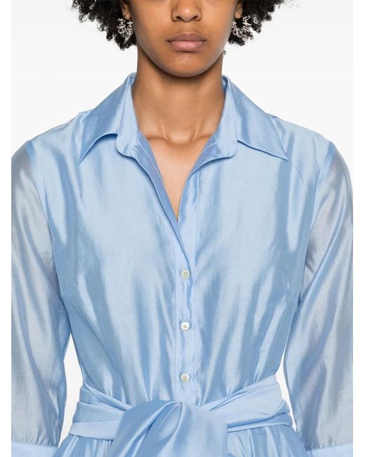 DR. HOPE Blue Flared Midi Shirtdress