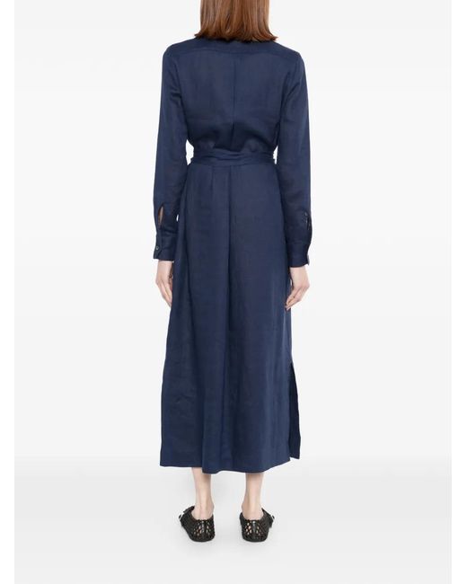 N.Peal Cashmere Blue Tie Belt Shirt Dress