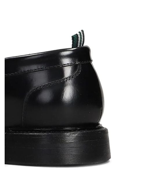 Green George Black Leather Loafers for men