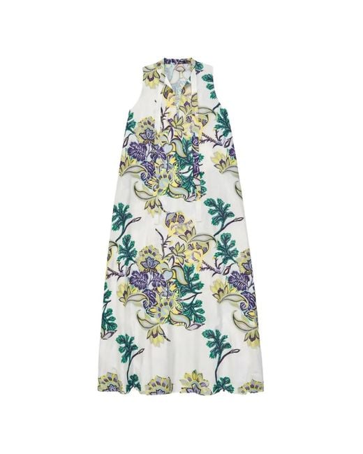 Psophia White Floral-Print Tie-Neck Dress