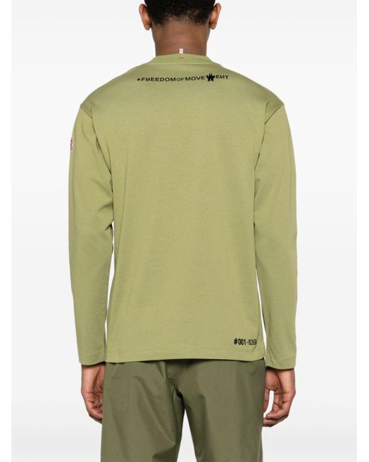 3 MONCLER GRENOBLE Green Logo-appliqué Cotton Sweatshirt for men