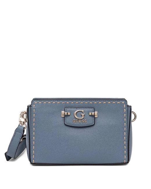 Guess Logo-lettering Crossbody Bag Blue
