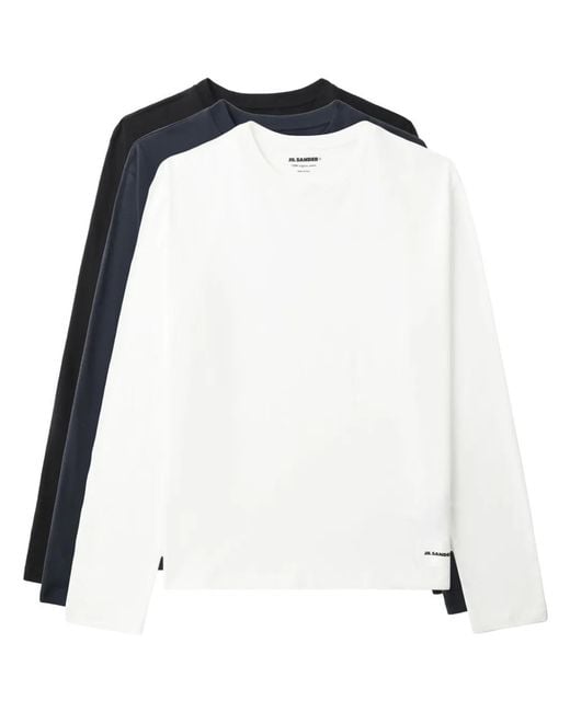 Jil Sander Black Logo-Patch Cotton T-Shirt (Set Of Three) for men