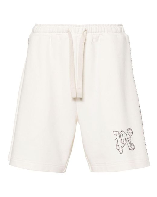 Palm Angels White Monogram-appliqu� Track Shorts for men