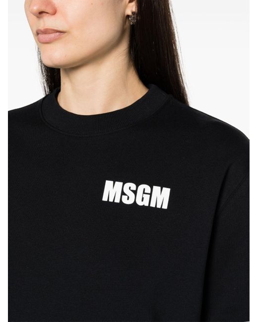 MSGM Black Sweatshirt mit Logo-Applikation