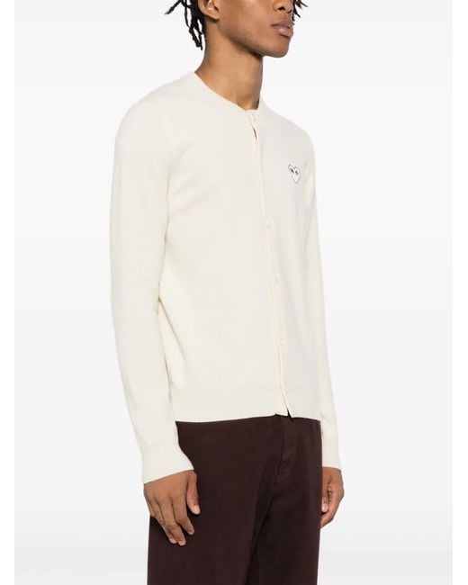 COMME DES GARÇONS PLAY White Wool Cardigan