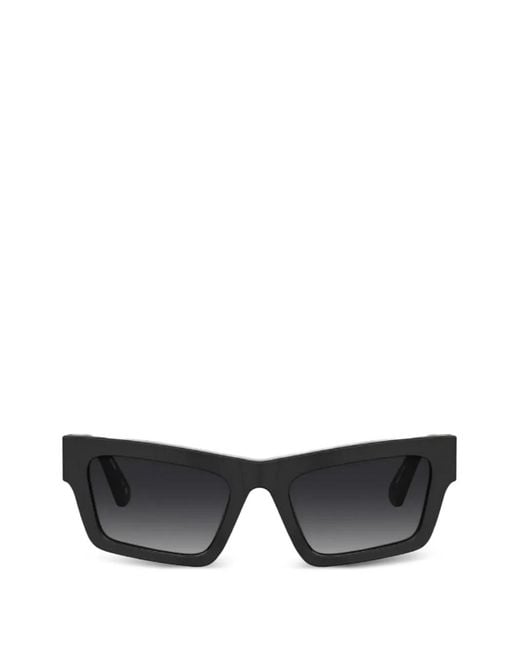 Moschino Black Logo-Plaque Rectangle-Frame Sunglasses