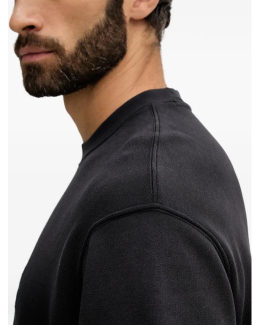 ARMANI EXCHANGE Black Embossed Crew-Neck Sweatshirt for men