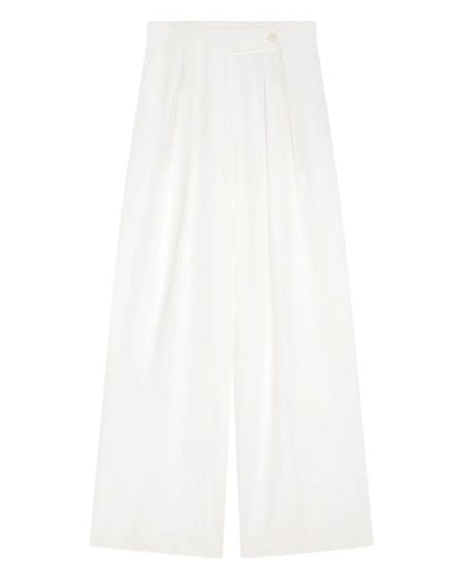 Dries Van Noten Plooibroek Met Wijde Pijpen in het White