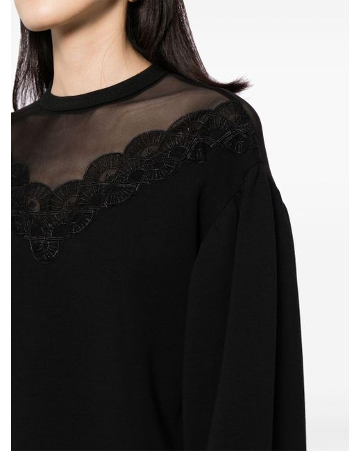 Karl Lagerfeld Black Sheer-panel Sweatshirt