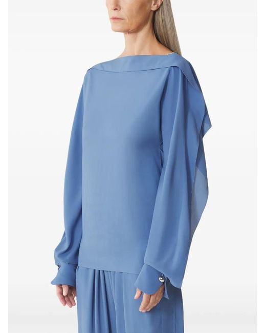 Lanvin Blue Long Sleeves Top With Ruffles