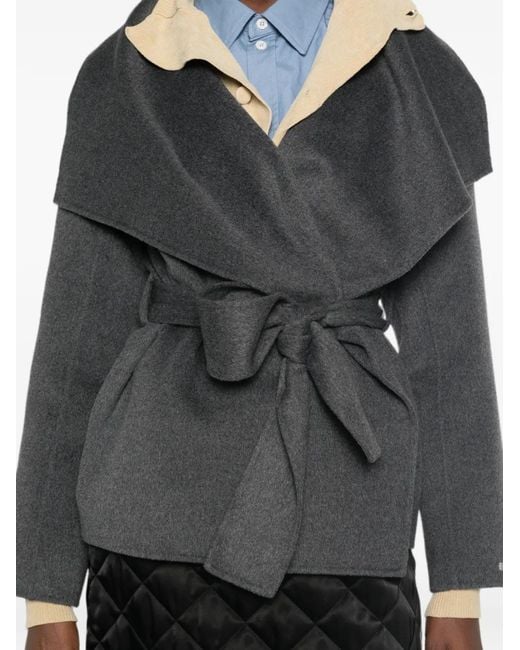 Marella Gray Mllpulcino Belted Shawl-Collar Coat
