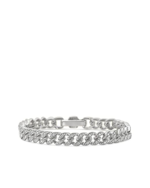 David Yurman Metallic Sterling Curb Chain Diamond Bracelet (7Mm)
