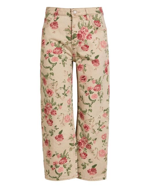 Free People Natural Deep Trance Floral-Print Jeans