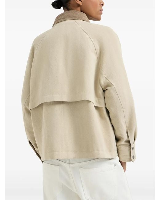 Brunello Cucinelli Natural Button-Up Jacket