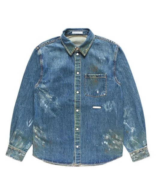 Helmut Lang Blue Painted Denim Shirt for men