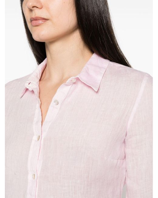 120% Lino Pink Hemd mit Dreiviertelärmeln
