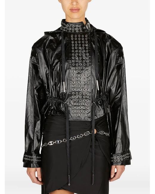 Rabanne Black Eyelet Biker Jacket