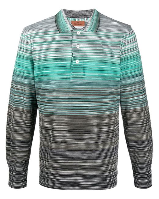 Missoni Green Space Dyed Cotton Polo Shirt for men