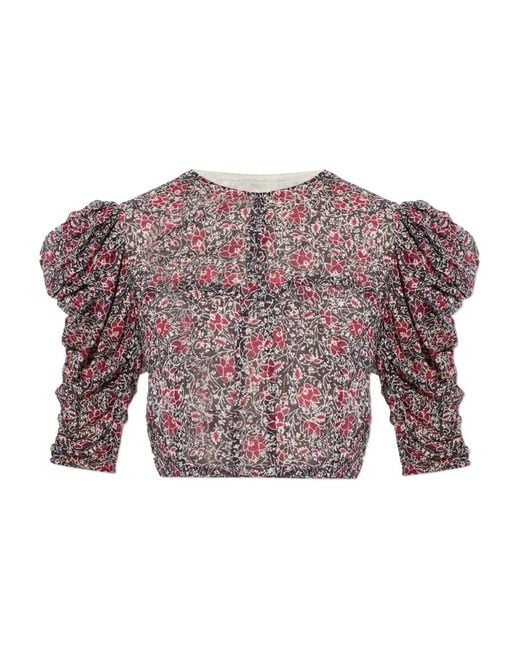 Isabel Marant Red Silva Floral-Pattern Blouse