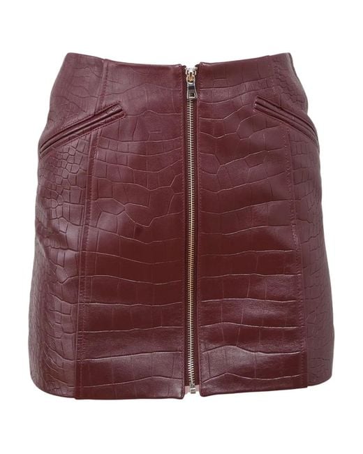 Fleur du Mal Purple Piper Crocodile-Effect Zip-Front Skirt
