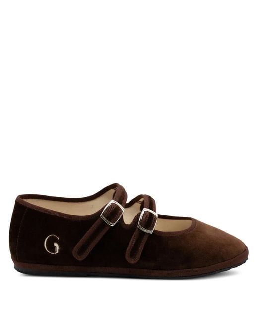 Gondolina Brown Sigari Mary Jane Double-Lace Ballet Flats