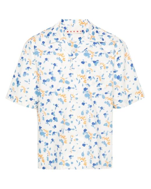 Chemise en coton à logo imprimé Marni pour homme en coloris Blue