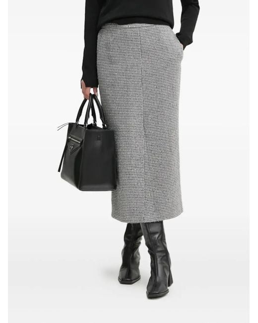 Falda midi con bolsillo en pied de poule Sandro Ferrone de color Gray