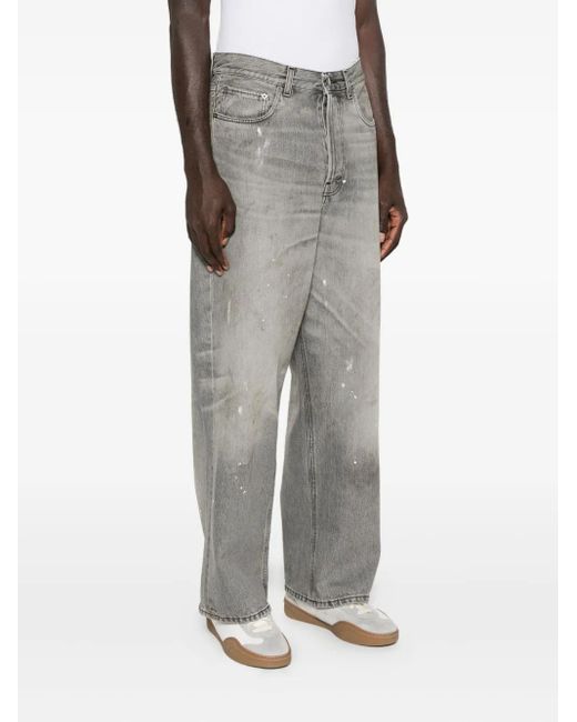 Haikure Gray Paint-Splatter Straight-Leg Jeans for men