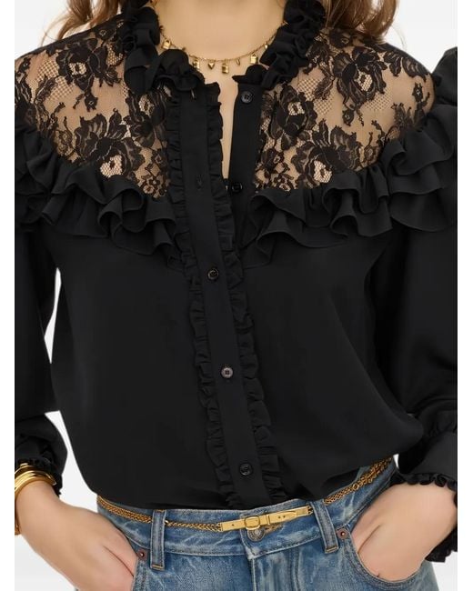 Chloé Black High-Neck Ruffled Blouse