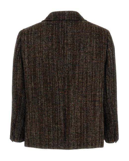Fendi Black Tweed Double-Breasted Jacket
