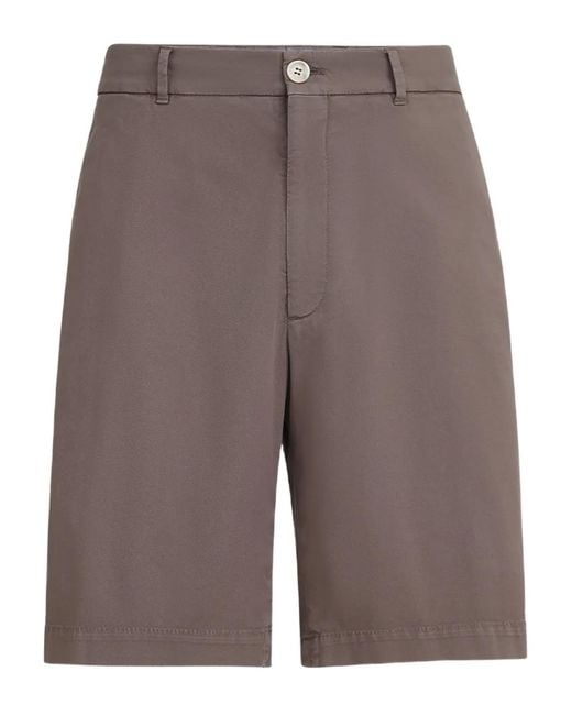 Brunello Cucinelli Gray Garment-dyed Button-fastening Cotton Shorts for men