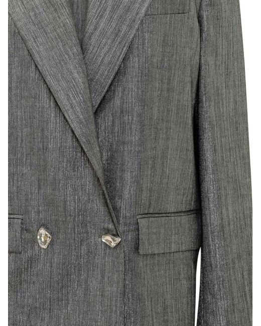 Pinko Gray Double-Breasted Cayman Jacket