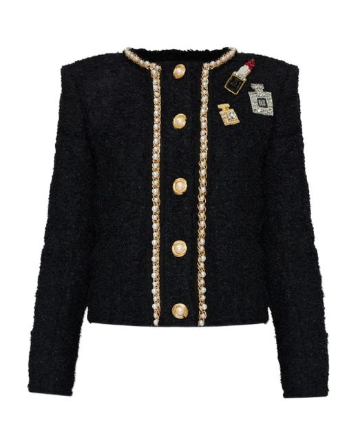 Balmain パッチディテール ツイードジャケット Black