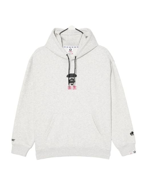 Aape By A Bathing Ape White Moonface Hoodie for men