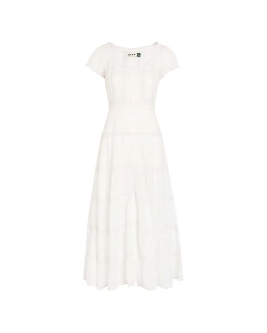 Rixo White Jaclyn Broderie-Anglaise Tiered Maxi Dress