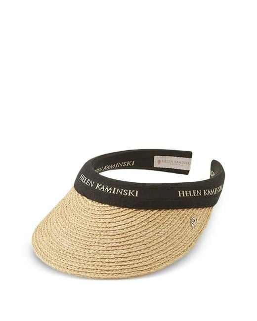 Helen Kaminski Natural Logo-Embroidered Raffia Visor