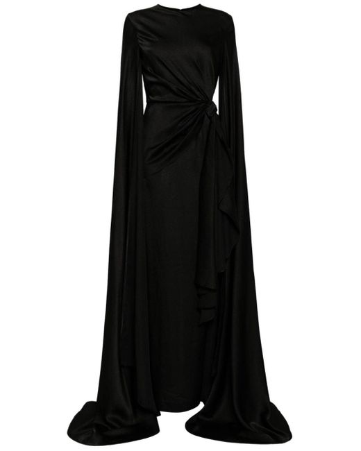Solace London Black The Elya Satin Maxi Dress