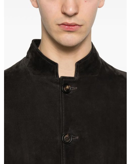 Eleventy Black Button Sheep Suede Jacket for men