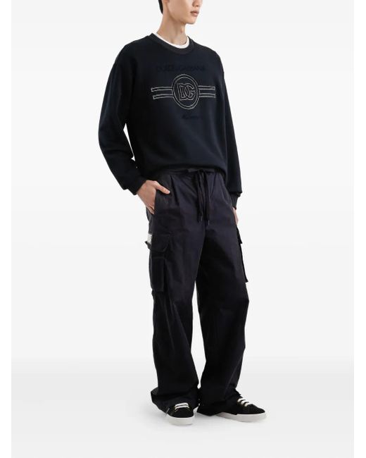 Dolce & Gabbana Blue Logo-Print Crew-Neck T-Shirt for men