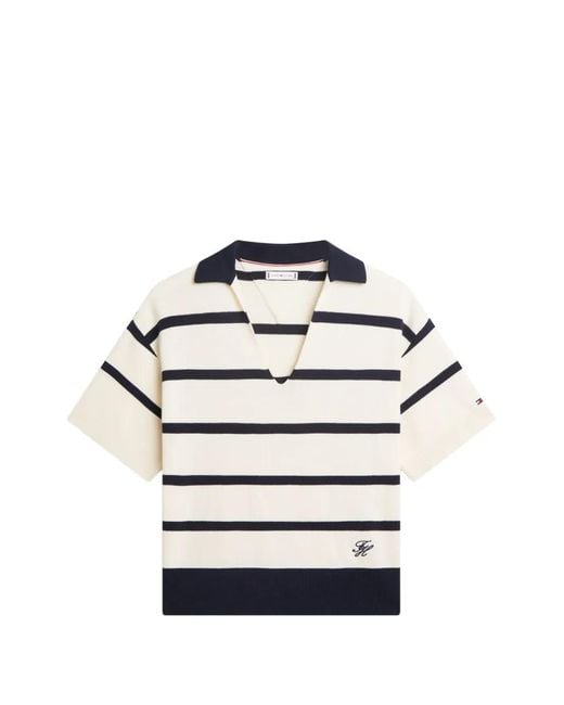 とんみ Tommy Hilfiger レディース ブルー ストライプ ニットトップ 【公式通販】