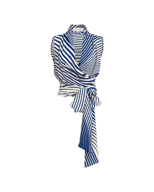 Silvia Tcherassi Blue Joaquina Stripe-Print Blouse