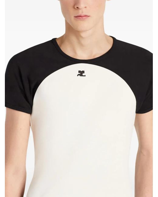 Courreges Black Contrast Raglan Sleeve T-Shirt for men