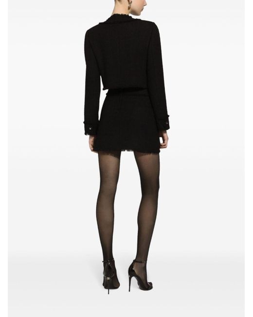 Minijupe en tweed à taille haute Dolce & Gabbana en coloris Black