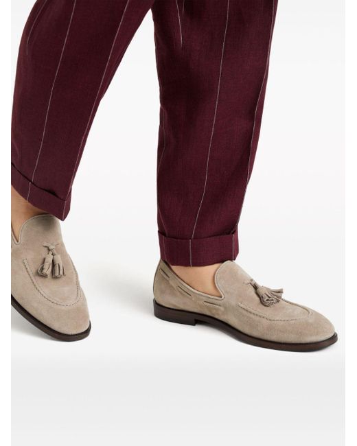 Brunello Cucinelli Brown Tassel-embellished Suede Loafers for men