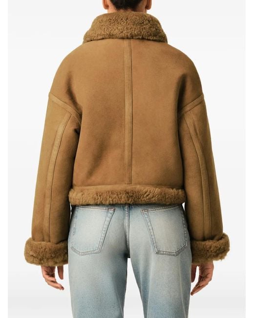 AMI Natural Sheep-Shearling Aviator Jacket