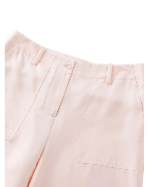 Shanghai Tang Pink Flared Silk Trousers